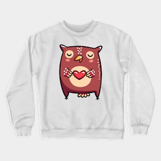 Owl with Heart Crewneck Sweatshirt